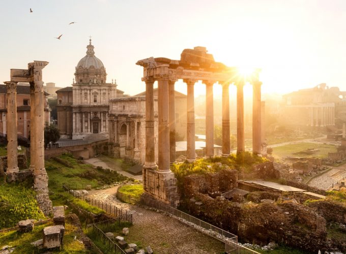 Wallpaper Forum Romanum, Rome, Italy, Templum Saturni, Arco di Settimio Severo, sun, rays, town, old, travel, Travel 6449810999